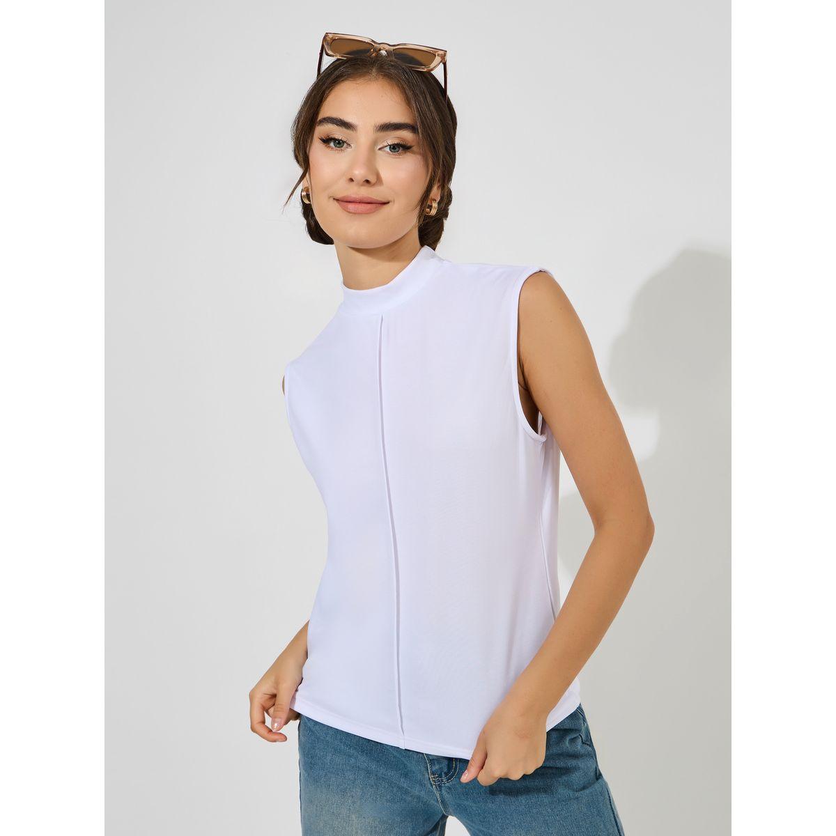Styli Solid Sleeveless High Neck T-Shirt-women-clothing-tshirts-image-2