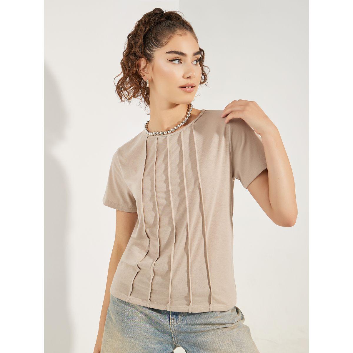 Styli Regular Fit Pintuck Detail T-Shirt-women-clothing-tshirts-image-1