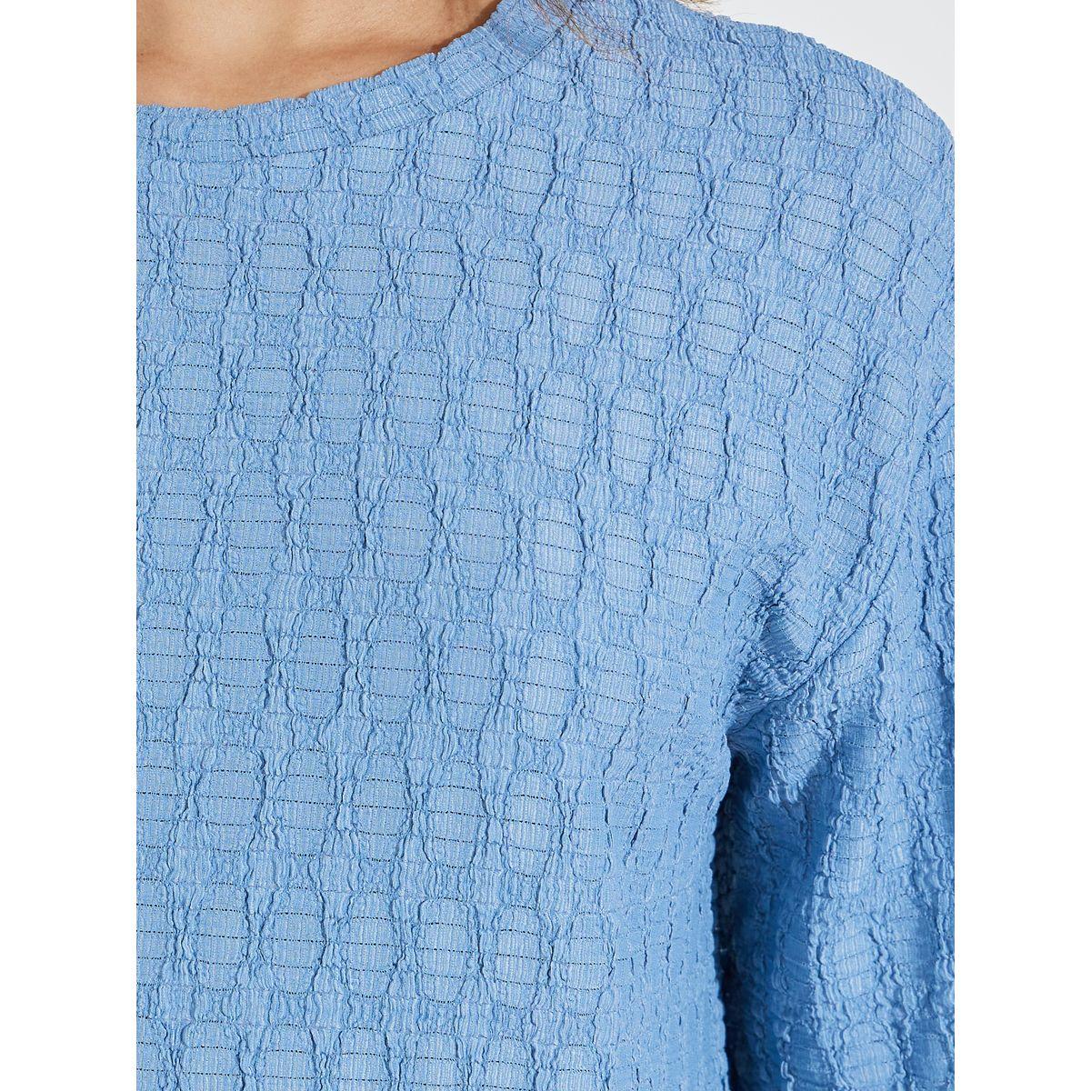 Styli Oversized Textured T-Shirt with Dropped Shoulder-women-clothing-tshirts-image-4