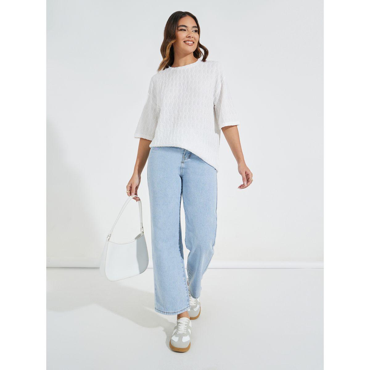 تيشيرت فضفاض بياقة دائرية واكتاف منخفضة-women-clothing-tshirts-image-2