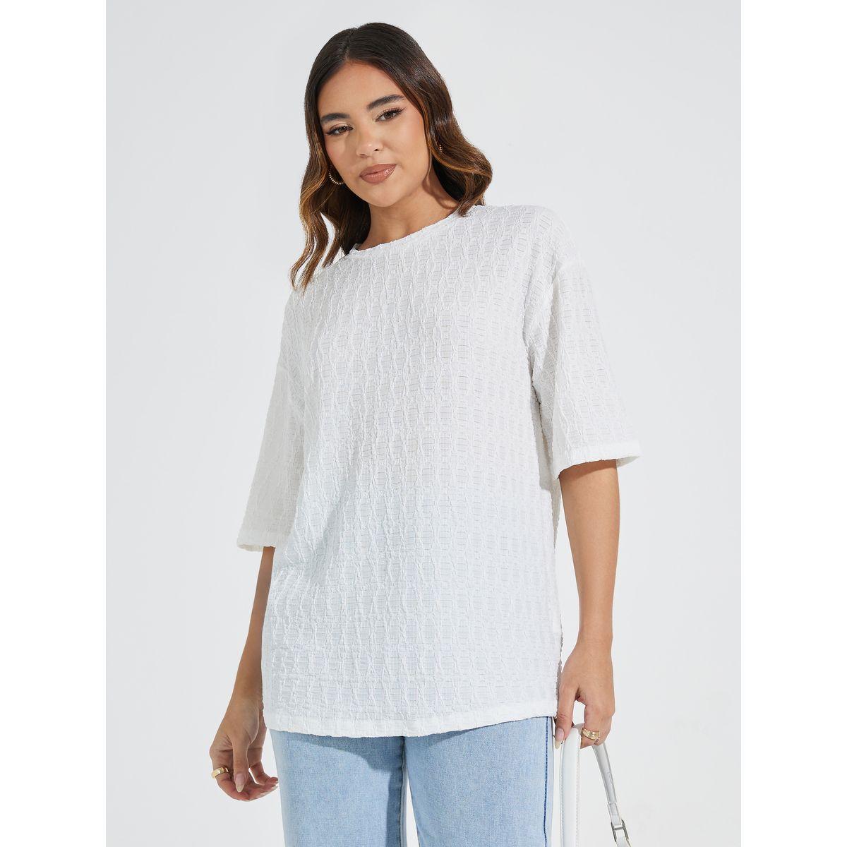 تيشيرت فضفاض بياقة دائرية واكتاف منخفضة-women-clothing-tshirts-image-3