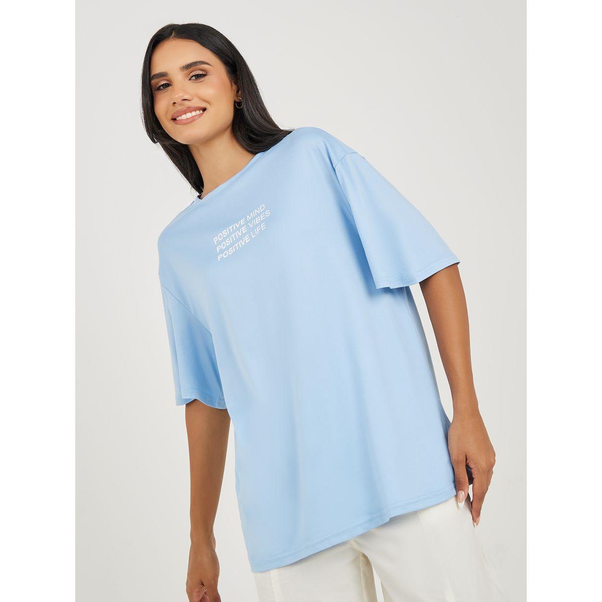 Styli  Oversized Front Text Print T-Shirt-women-clothing-tshirts-image-1