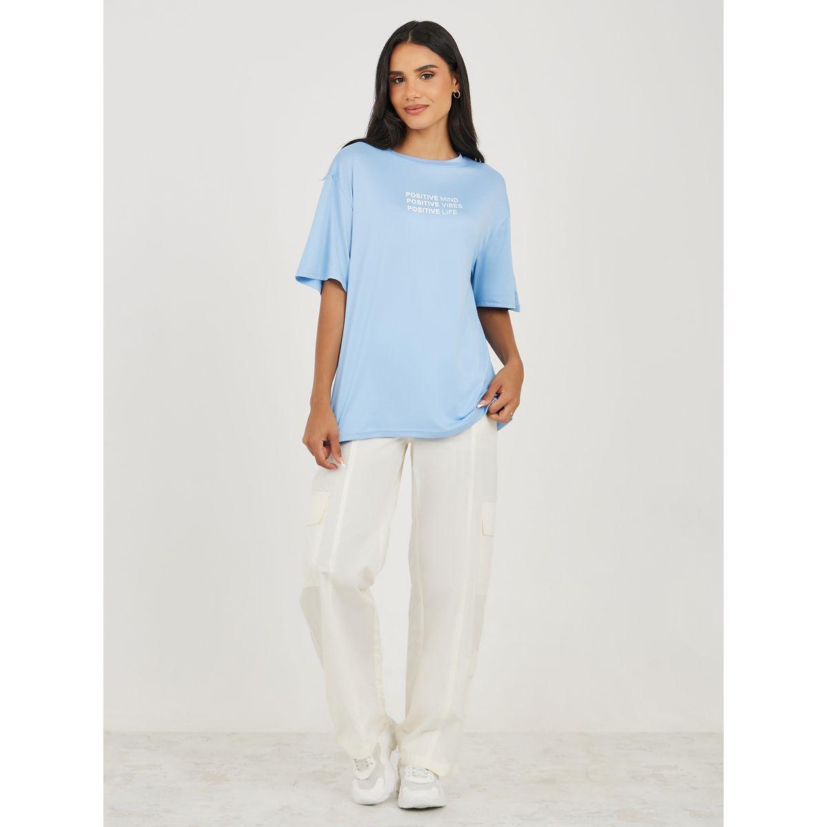 Styli  Oversized Front Text Print T-Shirt-women-clothing-tshirts-image-2