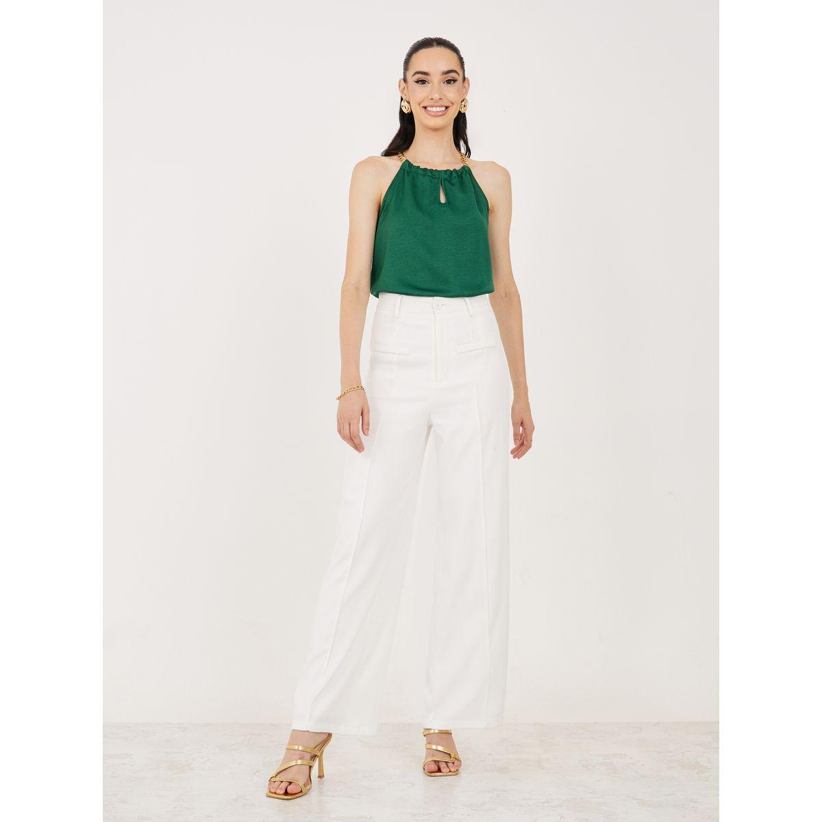 Styli Keyhole Halter Neck Blouse with Chain Detail-women-clothing-shirtsandblouses-blouses-image-3
