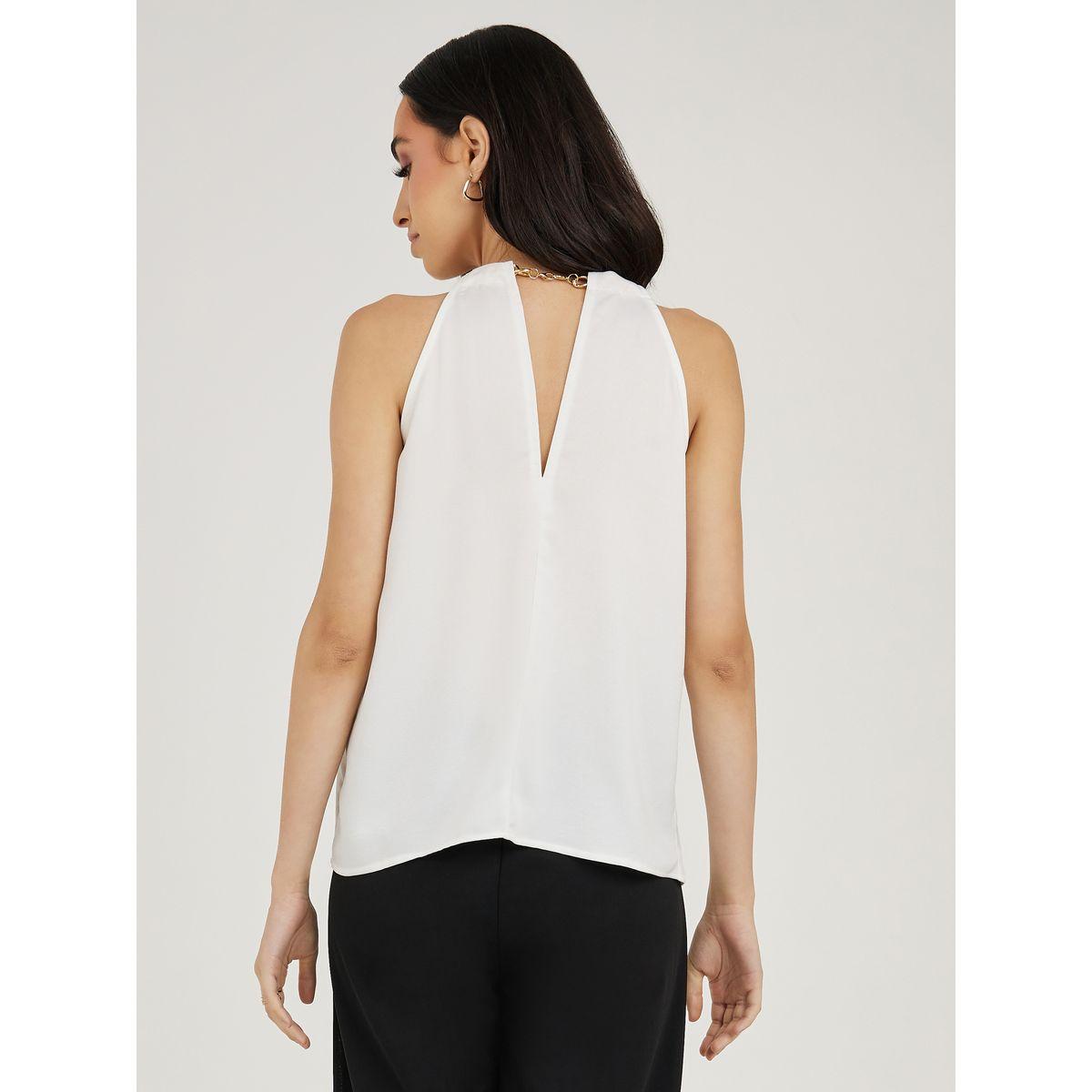 Styli Keyhole Halter Neck Blouse with Chain Detail-women-clothing-shirtsandblouses-blouses-image-5
