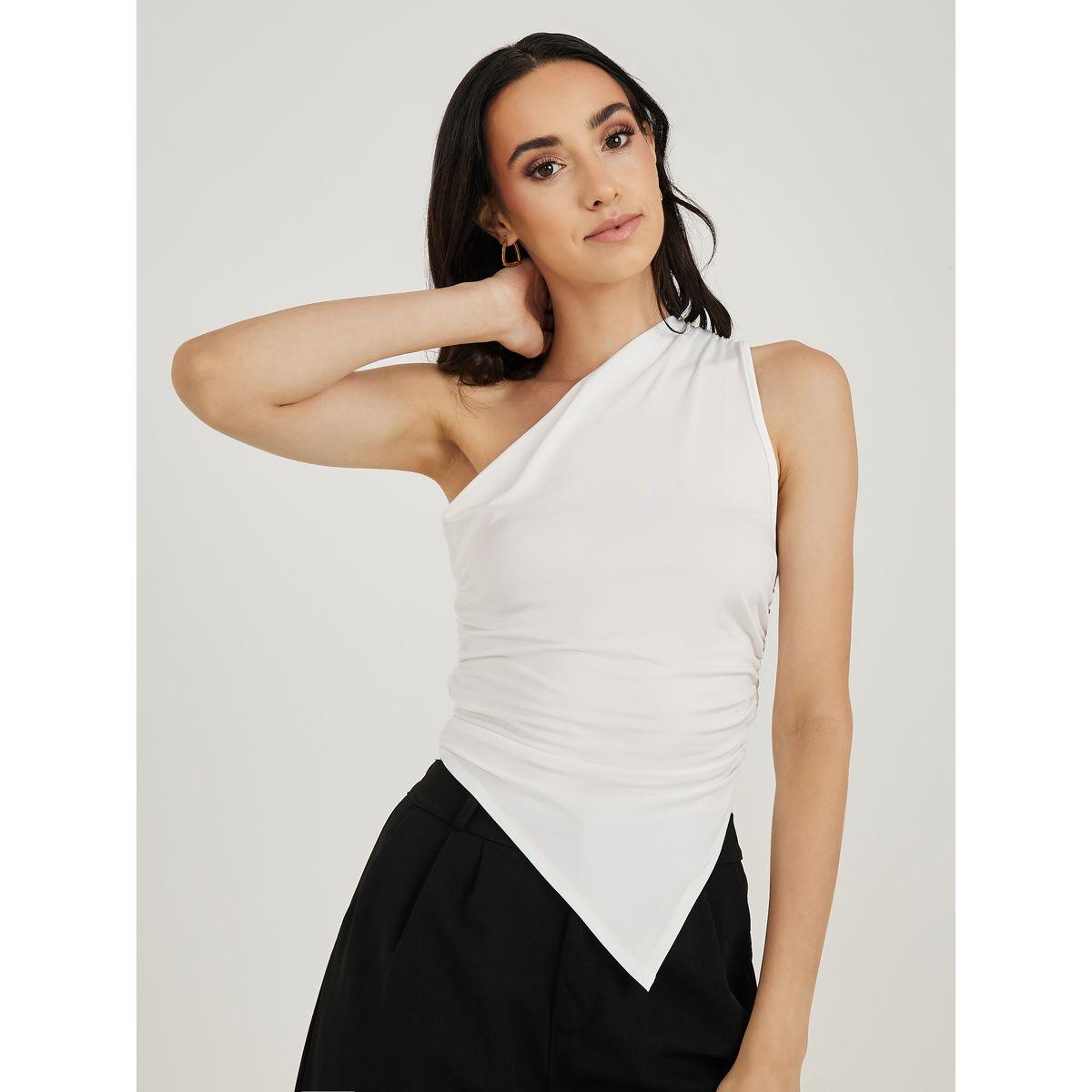 Styli One Shoulder Neck Asymmetrical Top-women-clothing-shirtsandblouses-blouses-image-1