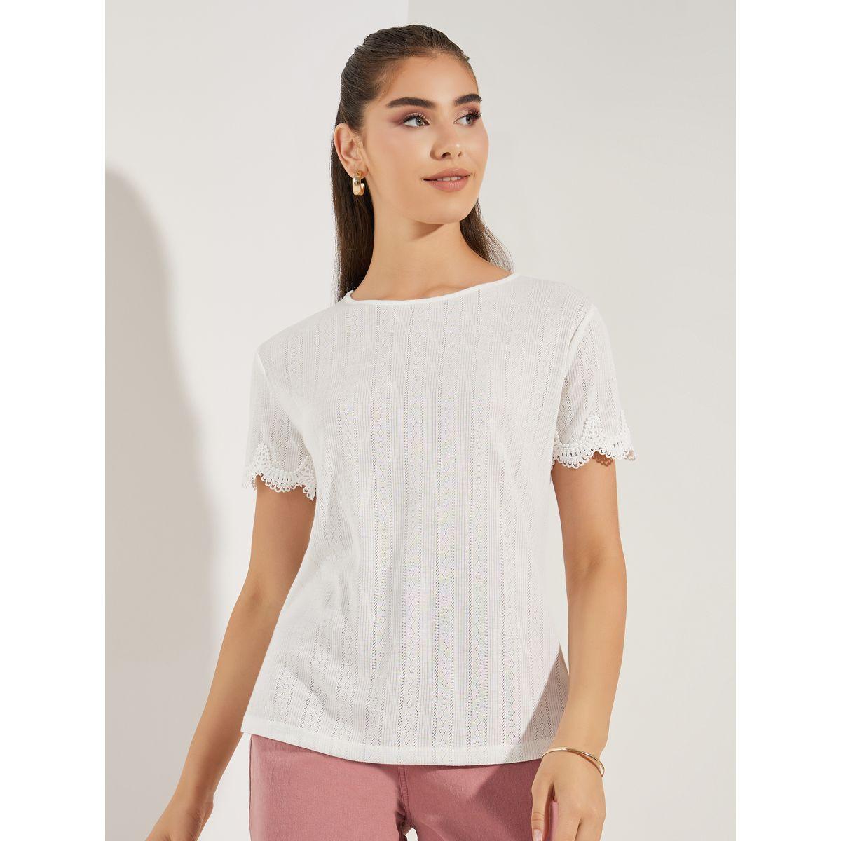 بلوزة بياقة دائرية وتفاصيل دانتيل-women-clothing-shirtsandblouses-blouses-image-3