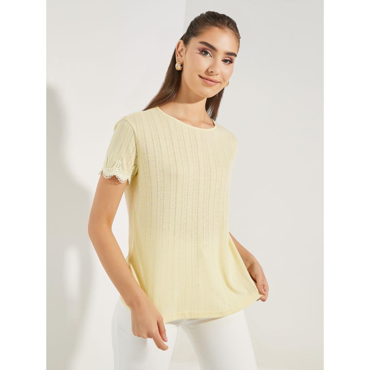 Styli Pointelle Knit Top with Lace Detail-women-clothing-shirtsandblouses-blouses-image-3