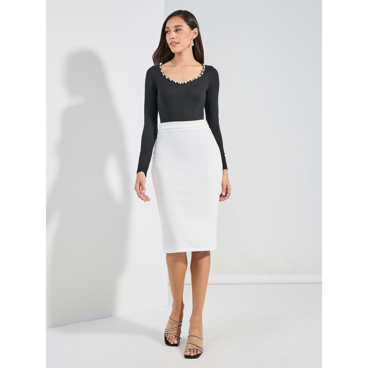 Styli Faux Pearl Detail Wide Neck Bodysuit-women-clothing-tshirts-image-2