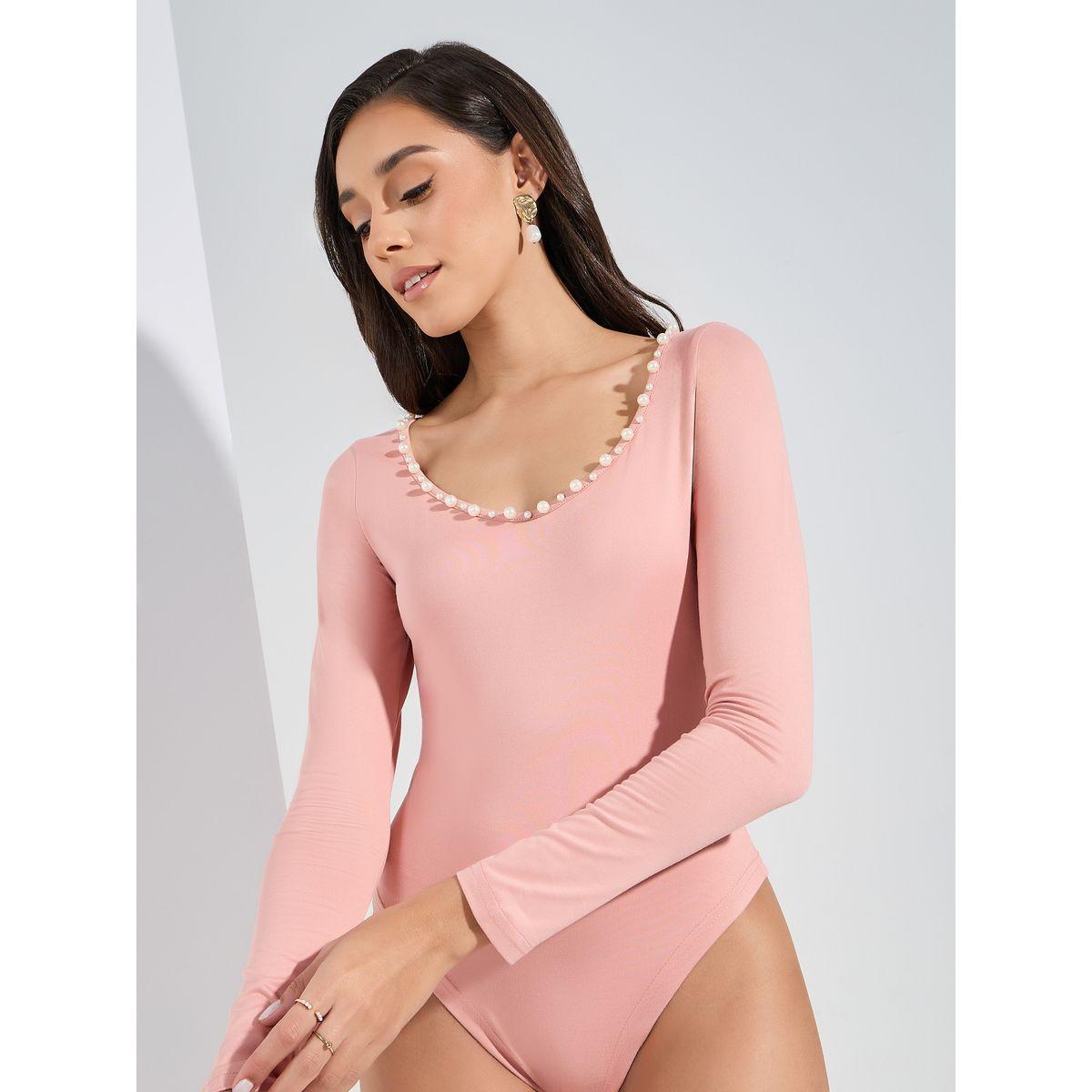 بودي سوت بياقة واسعة ومزين بلؤلؤ صناعي-women-clothing-tshirts-image-1