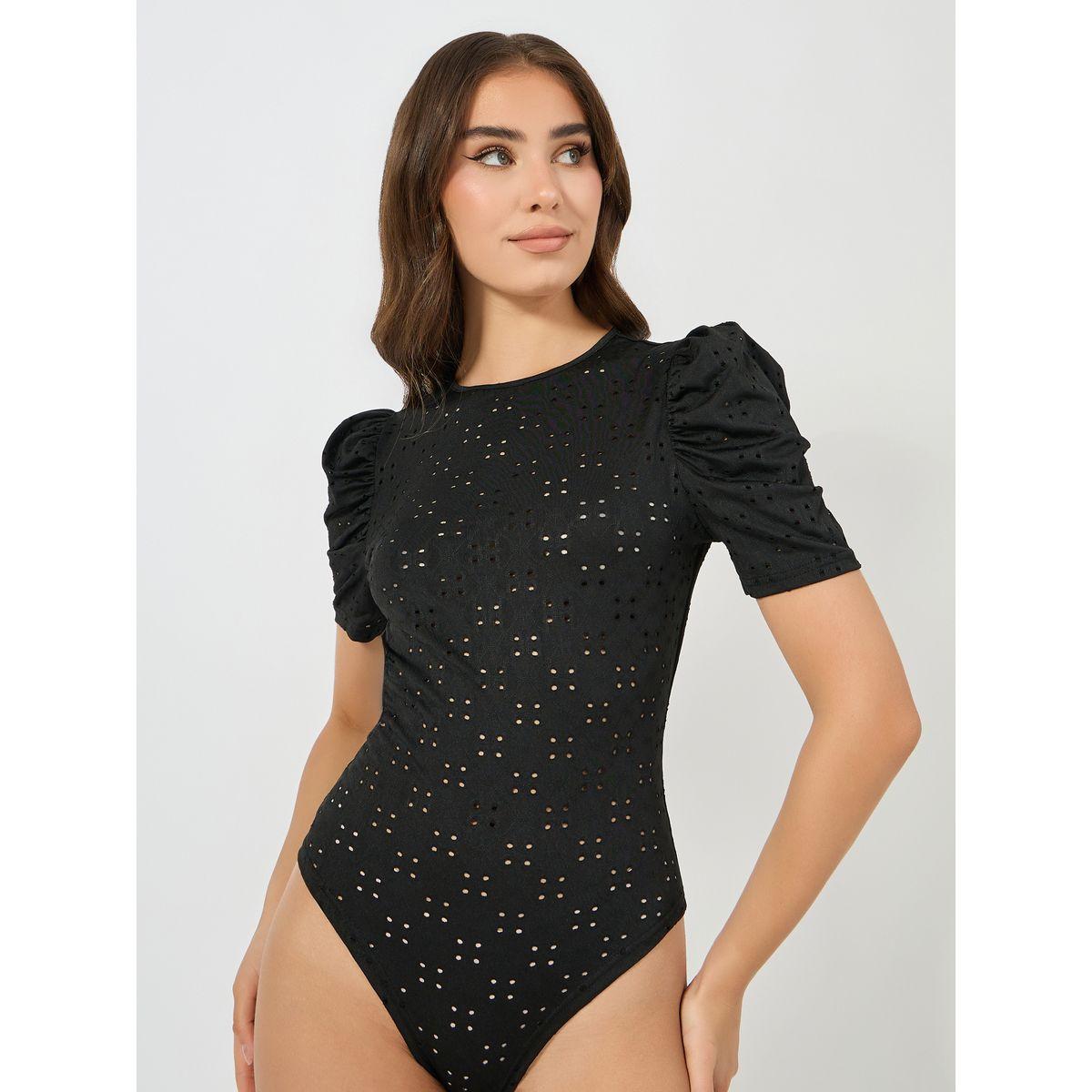 Styli Schiffli Bodysuit with Puff Sleeves-women-clothing-tshirts-image-1