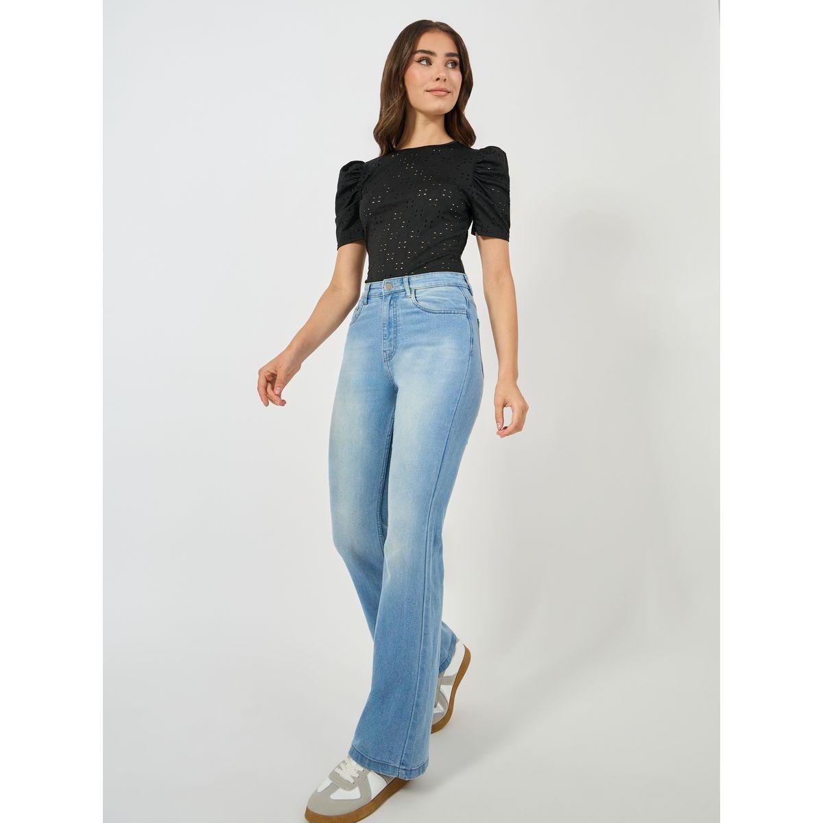 Styli Schiffli Bodysuit with Puff Sleeves-women-clothing-tshirts-image-2
