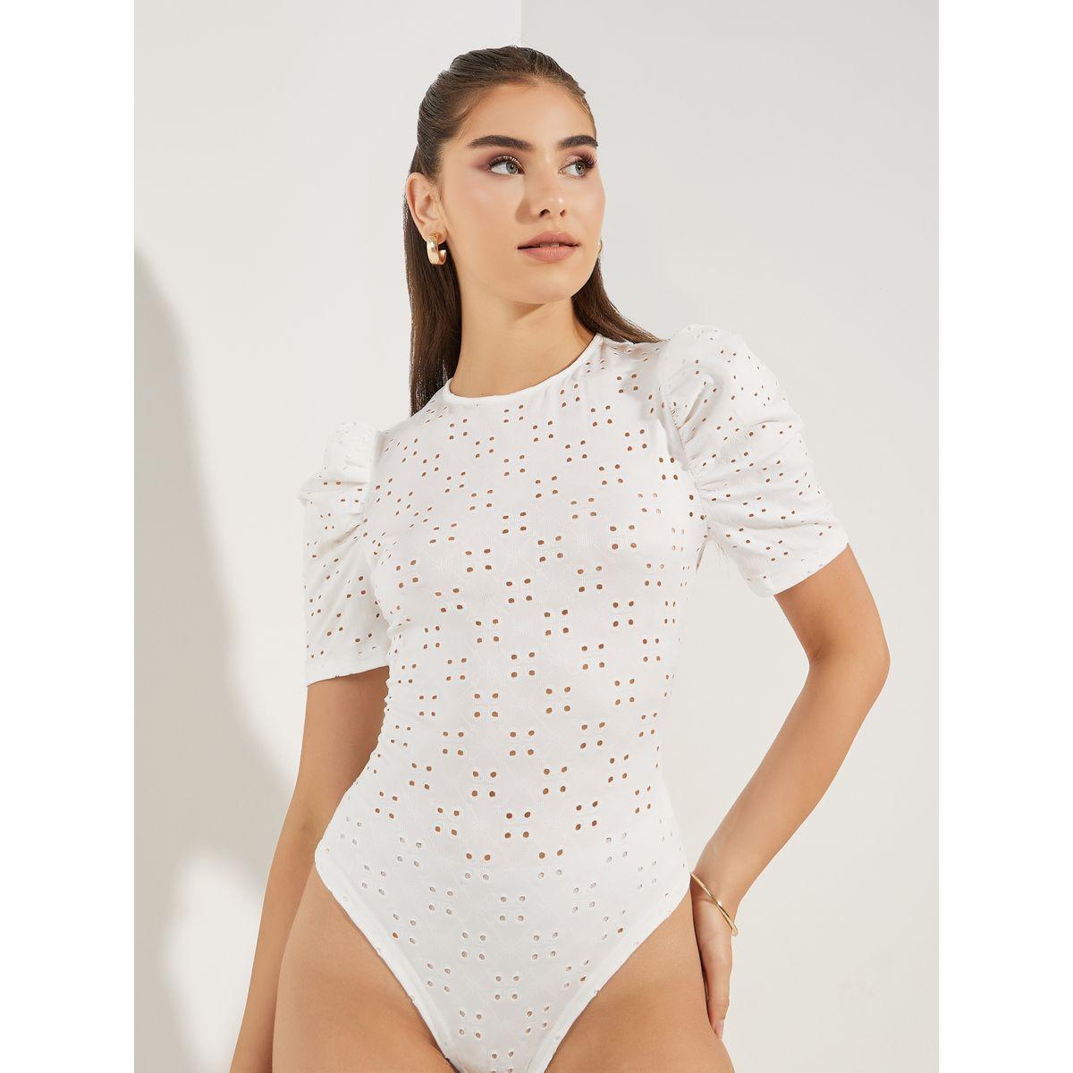 Styli Schiffli Bodysuit with Puff Sleeves-women-clothing-shirtsandblouses-blouses-image-1