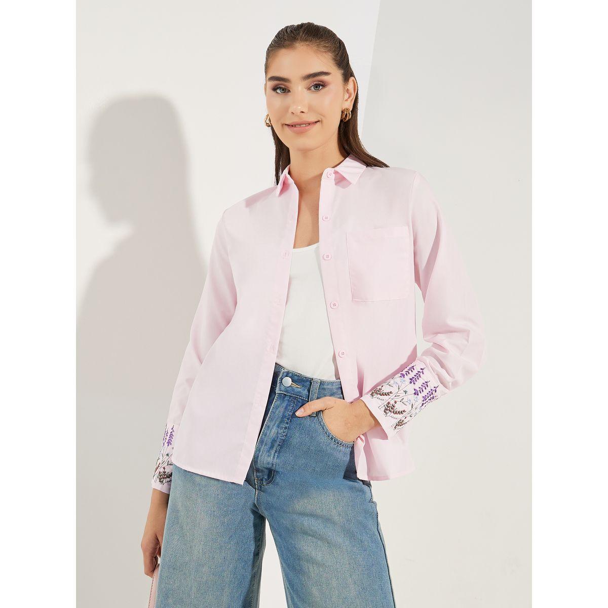 بلوزة بتفاصيل مُطرّزة مع اكمام طويلة مكبلة-women-clothing-shirtsandblouses-shirts-image-1