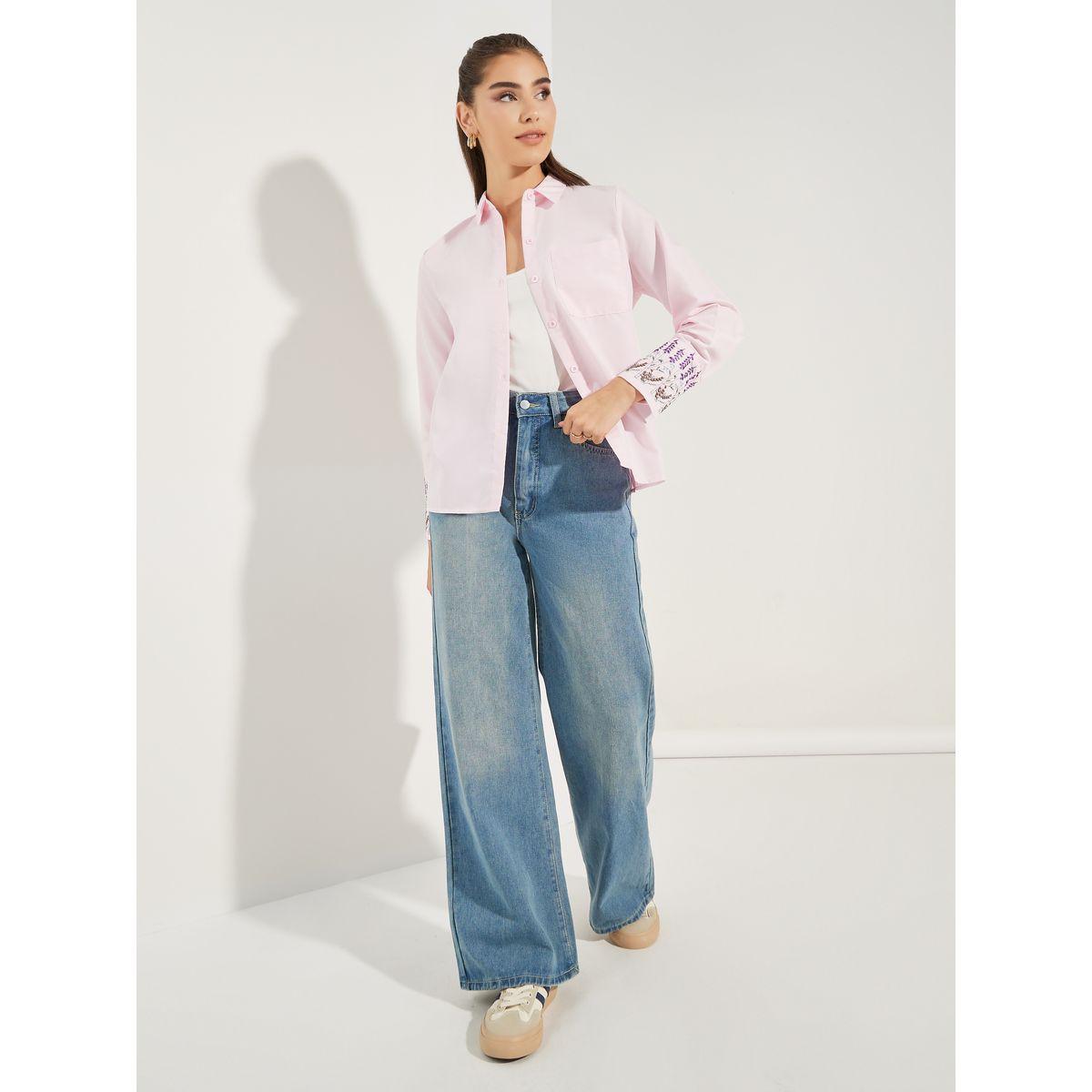 بلوزة بتفاصيل مُطرّزة مع اكمام طويلة مكبلة-women-clothing-shirtsandblouses-shirts-image-2