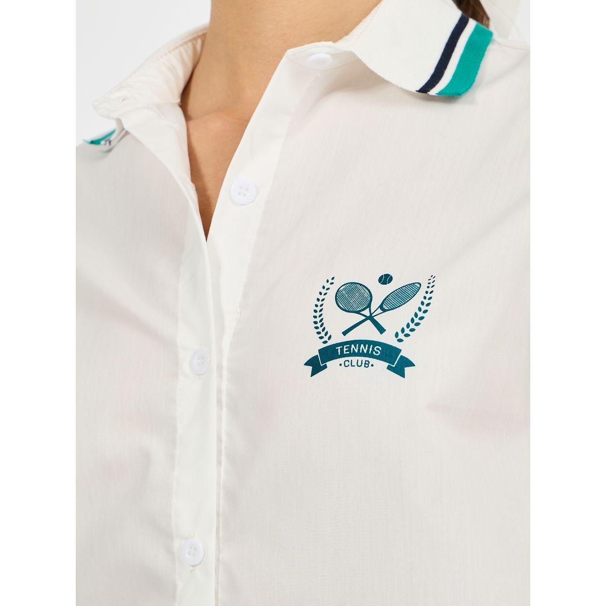Styli Ribbed Collar Shirt with Minimal Print-women-clothing-shirtsandblouses-shirts-image-4
