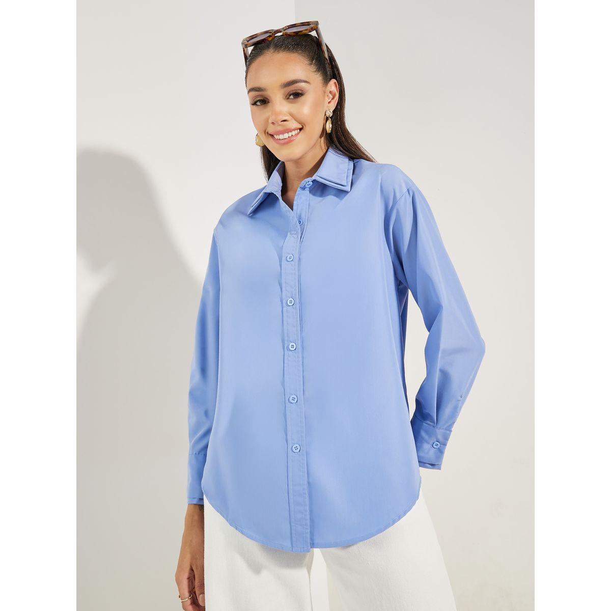 Styli Solid Woven Double Collar Oversized Shirt-women-clothing-shirtsandblouses-shirts-image-3