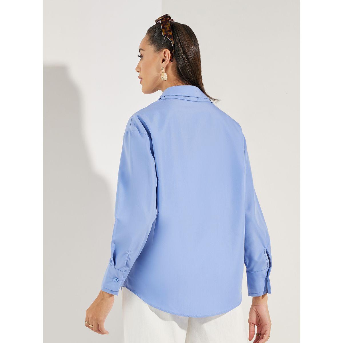 Styli Solid Woven Double Collar Oversized Shirt-women-clothing-shirtsandblouses-shirts-image-6