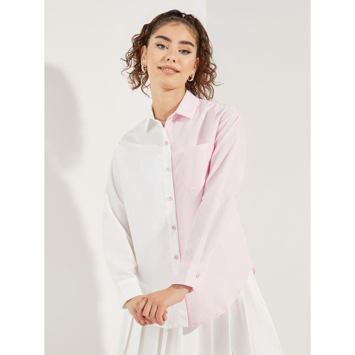 Styli Oversized Color Block Longline Shirt-women-clothing-shirtsandblouses-shirts-image-1
