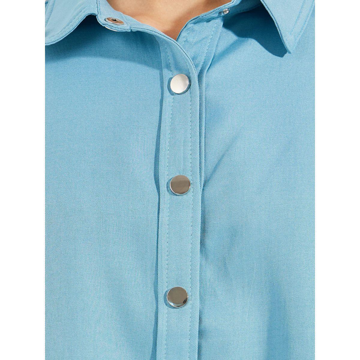 Styli Chambray Balloon Sleeves Shirt with Metal Buttons-women-clothing-shirtsandblouses-shirts-image-4