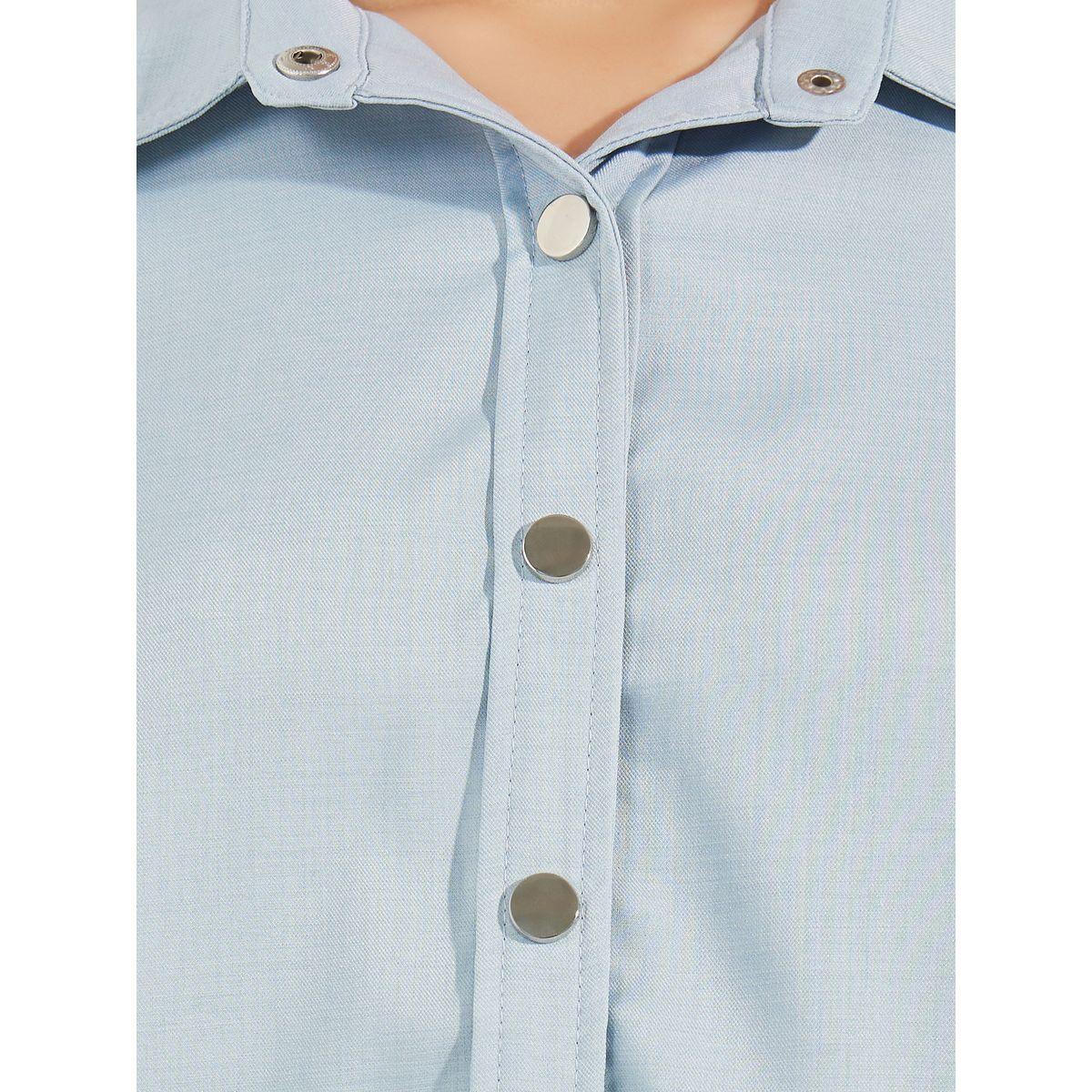 بلوزة شمبراي باكمام بالون وازرار معدنية-women-clothing-shirtsandblouses-shirts-image-4