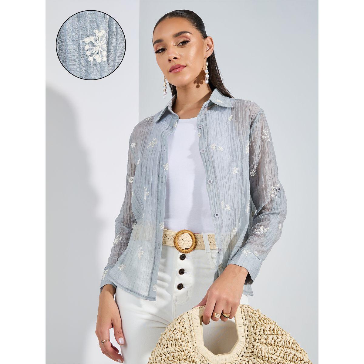 بلوزة باكمام طويلة مكبلة مع تفاصيل مُطرّزة وازرار-women-clothing-shirtsandblouses-shirts-image-1