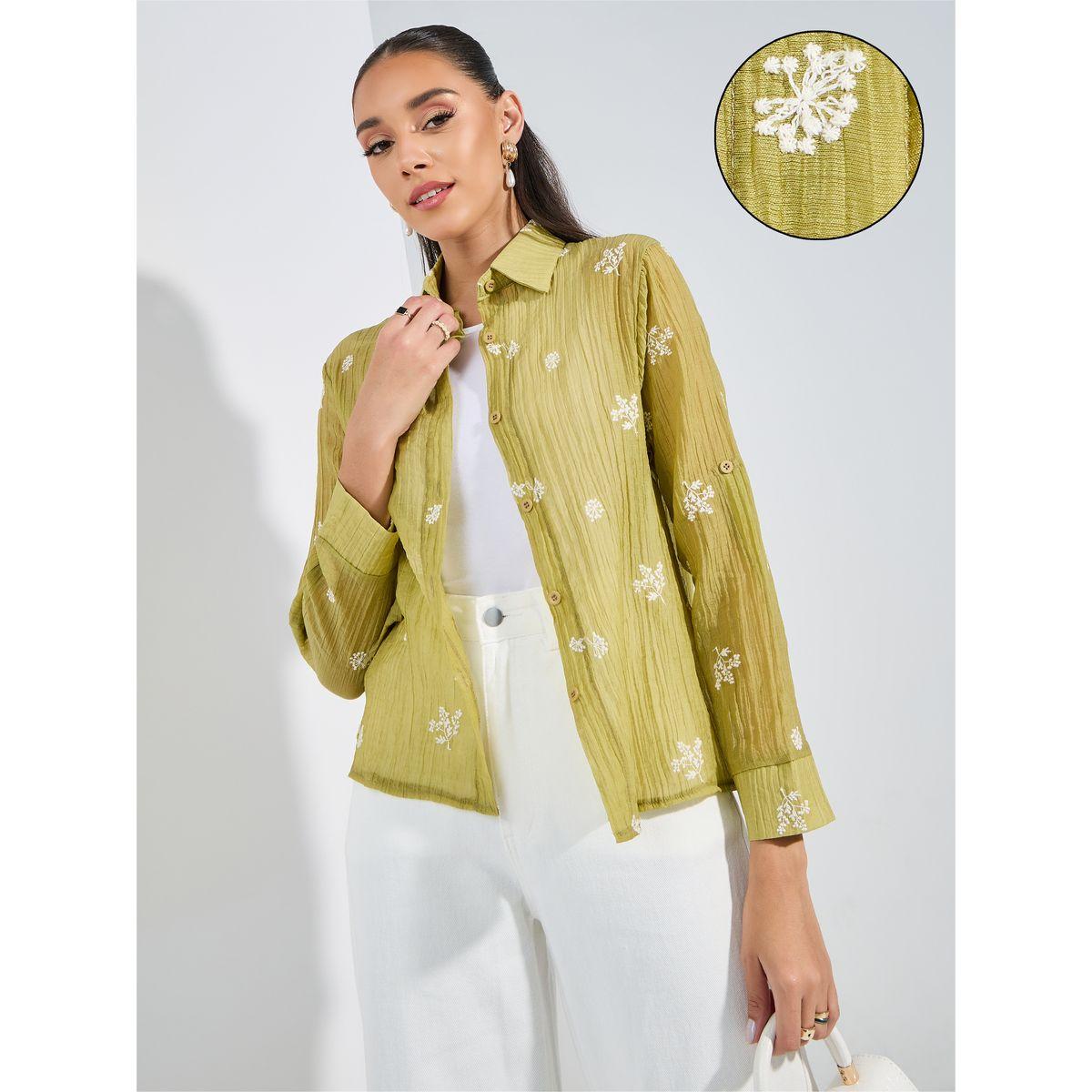 بلوزة باكمام طويلة مكبلة مع تفاصيل مُطرّزة وازرار-women-clothing-shirtsandblouses-shirts-image-1