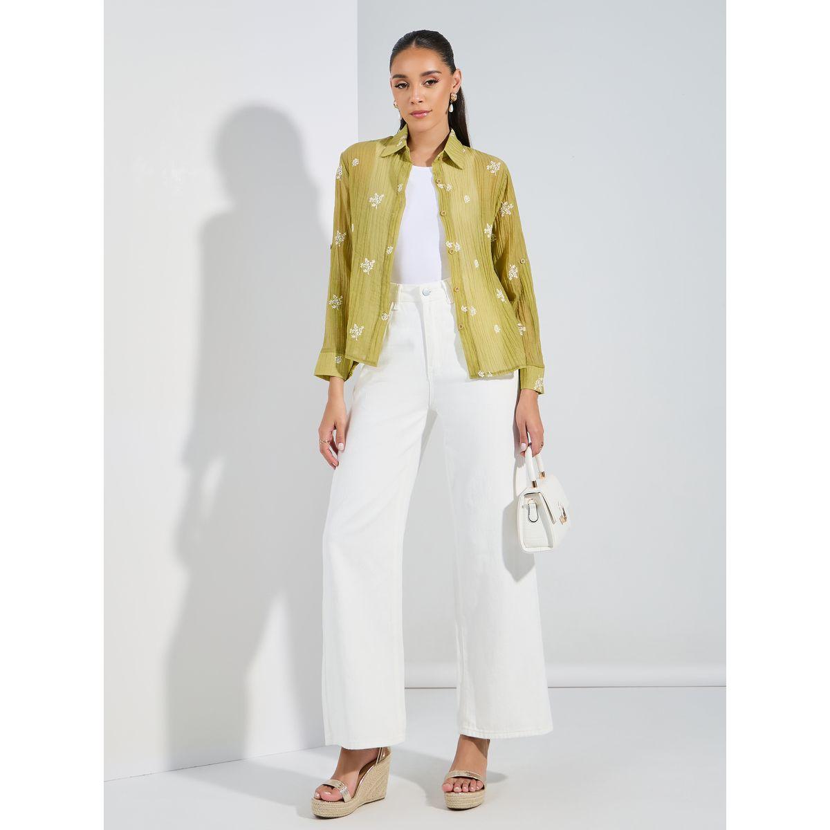 Styli Embroidered Detail Button Down Shirt with Cuffed Sleeve-women-clothing-shirtsandblouses-shirts-image-2