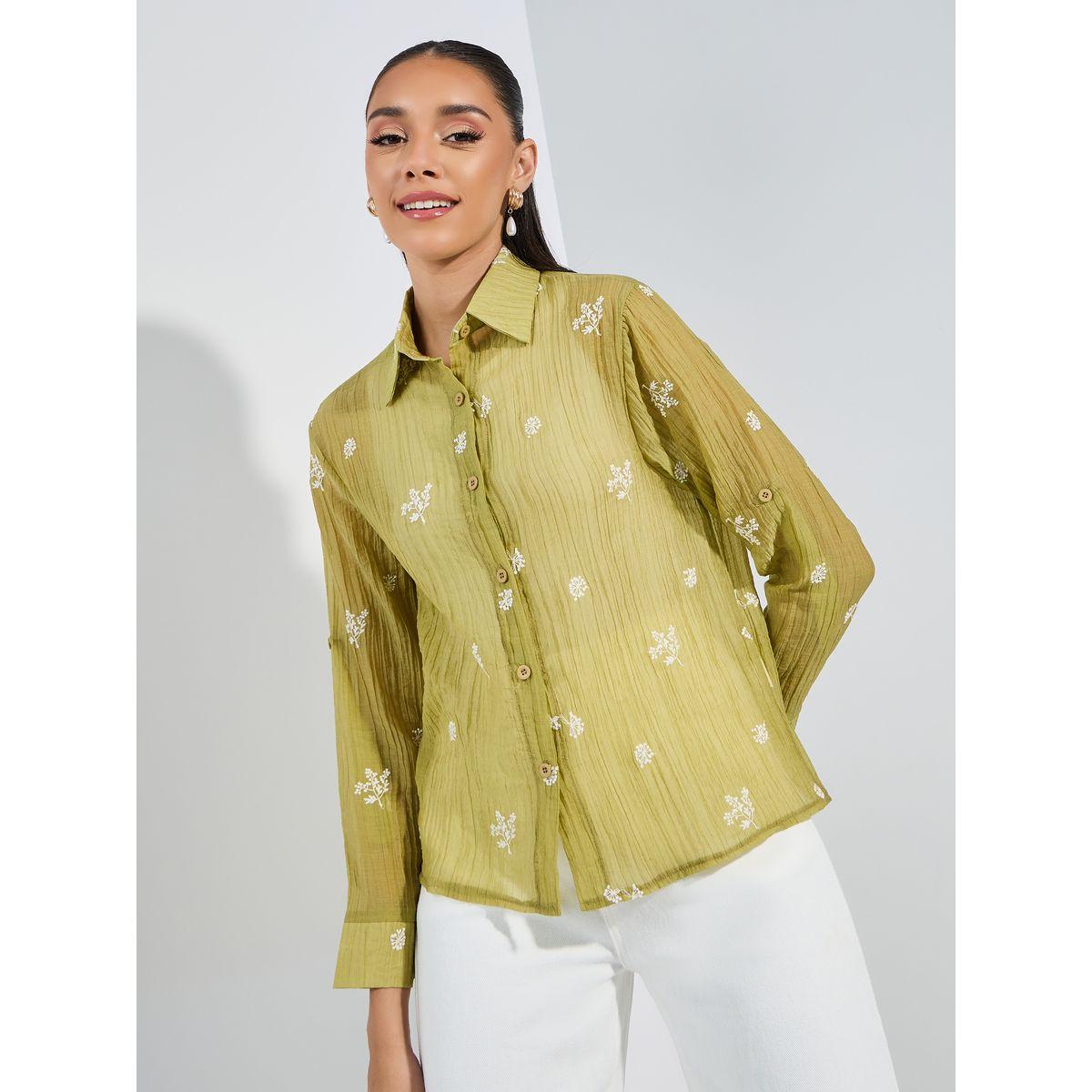 Styli Embroidered Detail Button Down Shirt with Cuffed Sleeve-women-clothing-shirtsandblouses-shirts-image-3