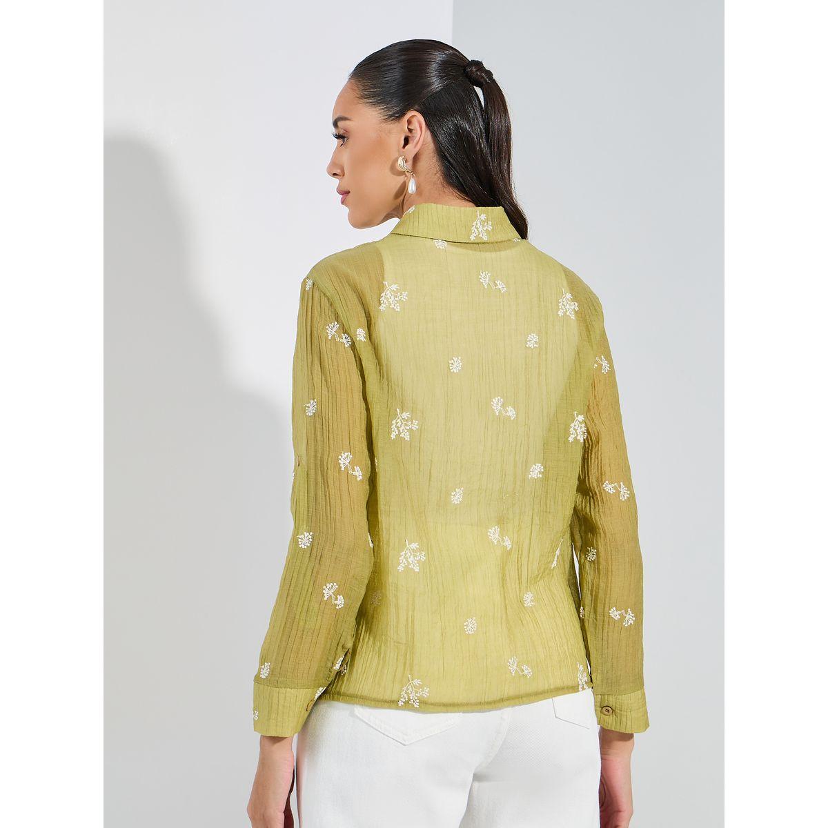 Styli Embroidered Detail Button Down Shirt with Cuffed Sleeve-women-clothing-shirtsandblouses-shirts-image-5