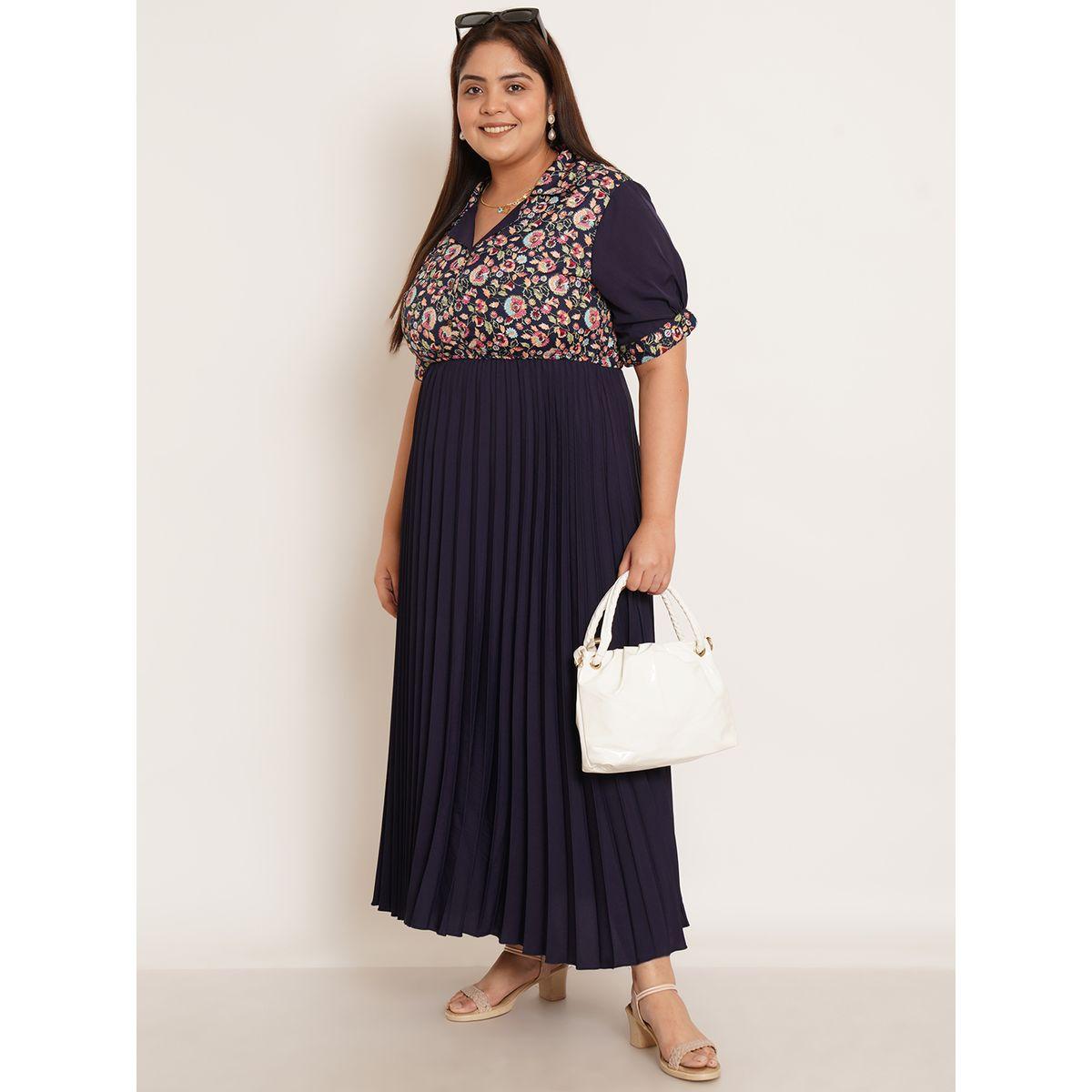 U&F X Styli  Plus Floral Print Pleated A-Line Maxi Dress-women-clothing-dresses-image-3