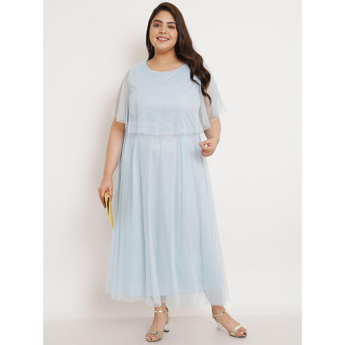 U&F X Styli  Plus Mesh Insert Cape Sleeves A-Line Maxi Dress-women-clothing-dresses-image-3