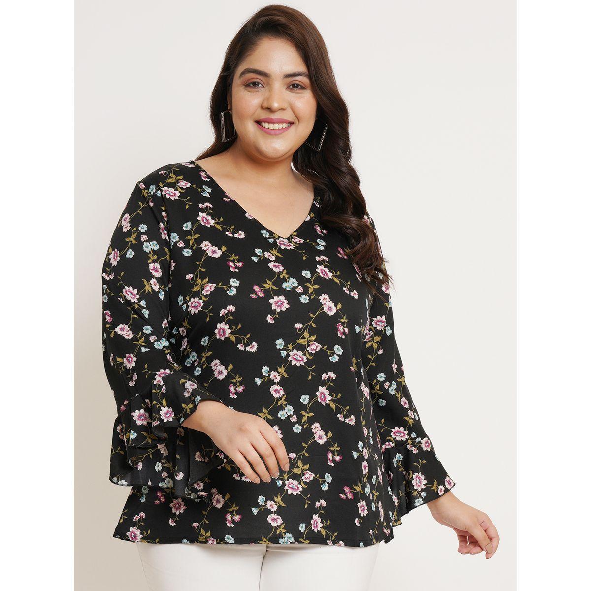U&F X Styli  Plus Floral Print A-Line Top with Bell Sleeves-women-clothing-shirtsandblouses-blouses-image-1