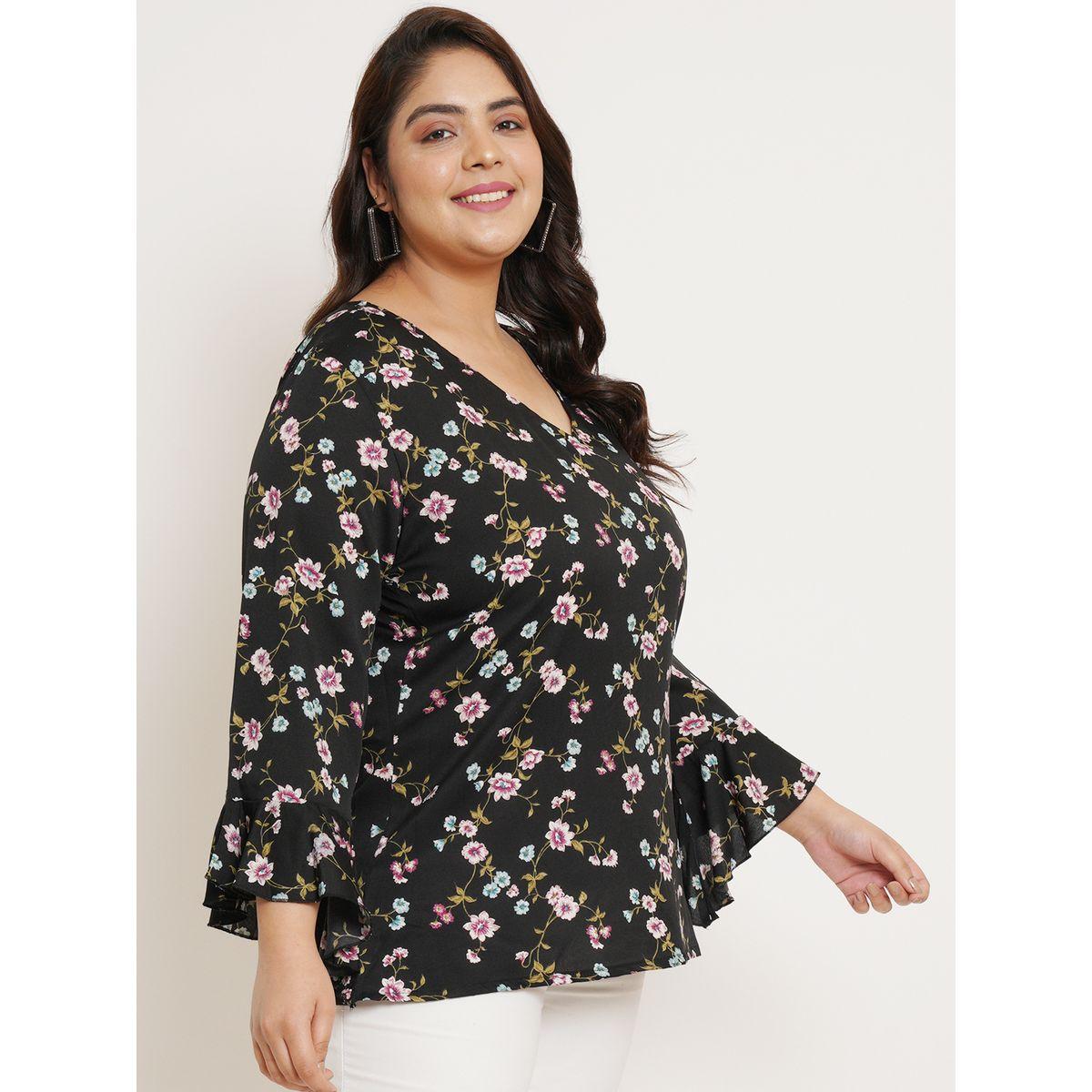 U&F X Styli  Plus Floral Print A-Line Top with Bell Sleeves-women-clothing-shirtsandblouses-blouses-image-2