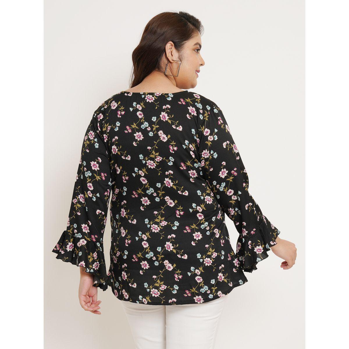 U&F X Styli  Plus Floral Print A-Line Top with Bell Sleeves-women-clothing-shirtsandblouses-blouses-image-3