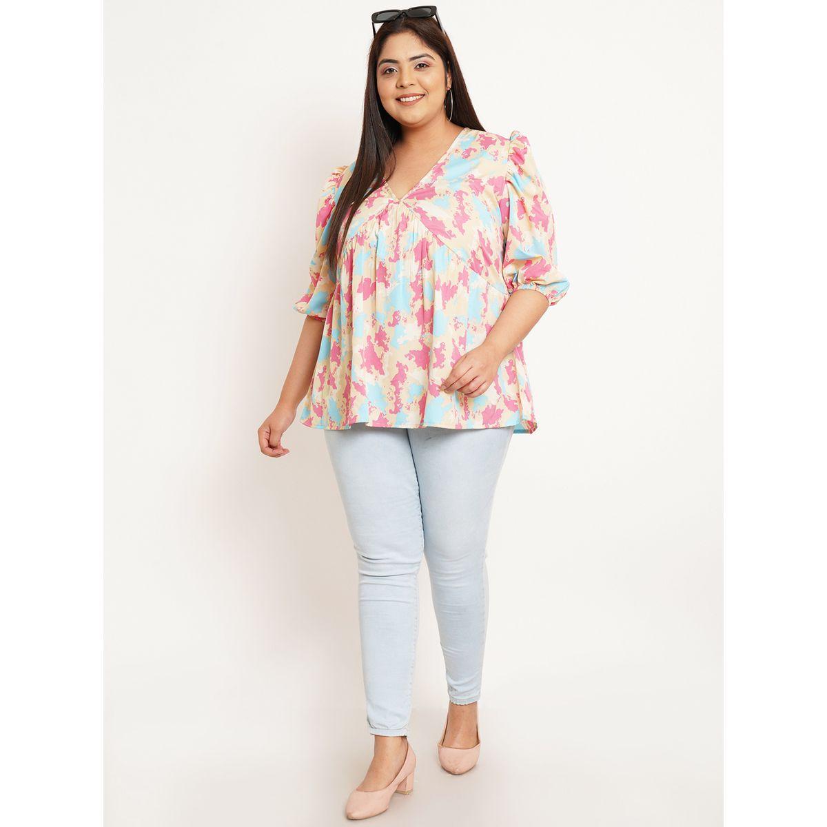 U&F X Styli  Plus All Over Print Regular Top with Puff Sleeves-women-clothing-shirtsandblouses-blouses-image-3