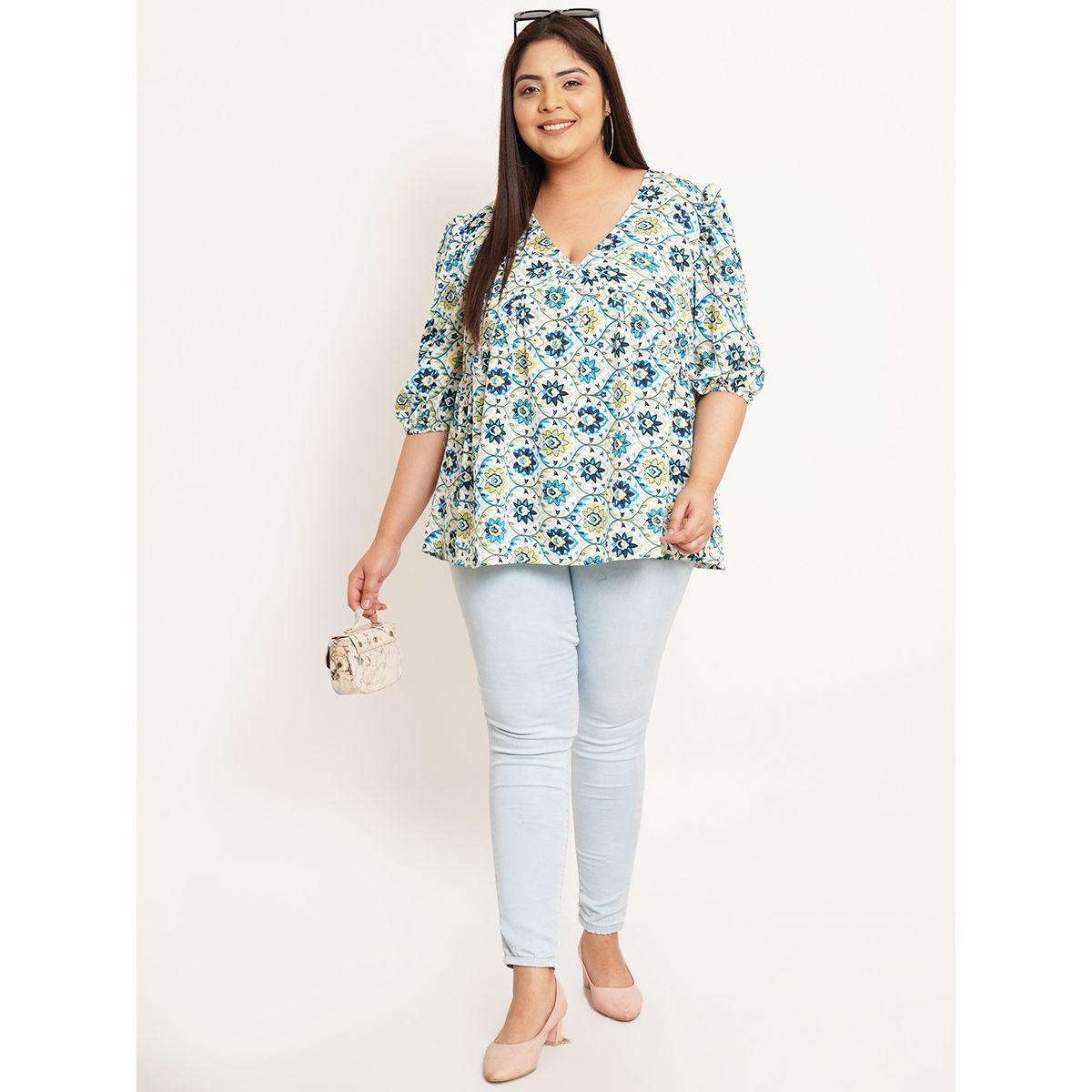U&F X Styli  Plus All Over Print Regular Top with Puff Sleeves-women-clothing-shirtsandblouses-blouses-image-3