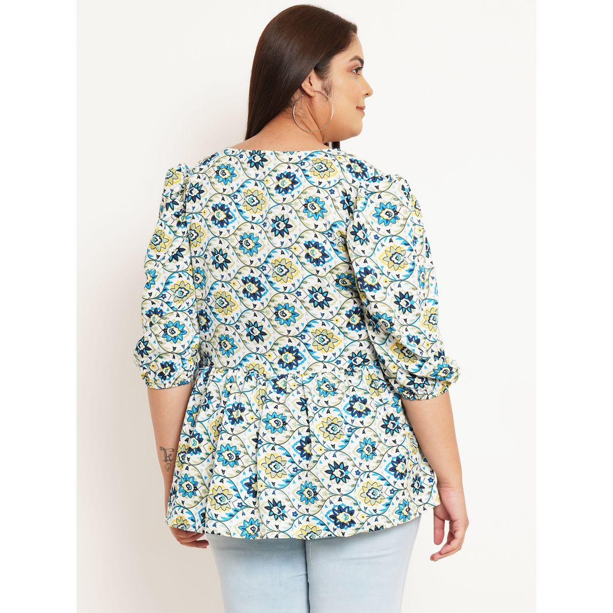 U&F X Styli  Plus All Over Print Regular Top with Puff Sleeves-women-clothing-shirtsandblouses-blouses-image-4