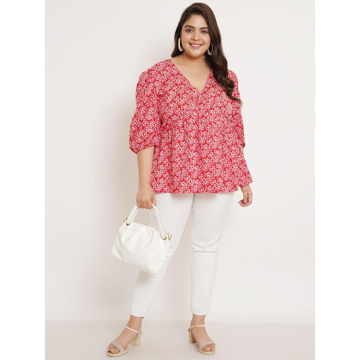 U&F X Styli  Plus Floral Print Regular Top with Puff Sleeves-women-clothing-shirtsandblouses-blouses-image-3