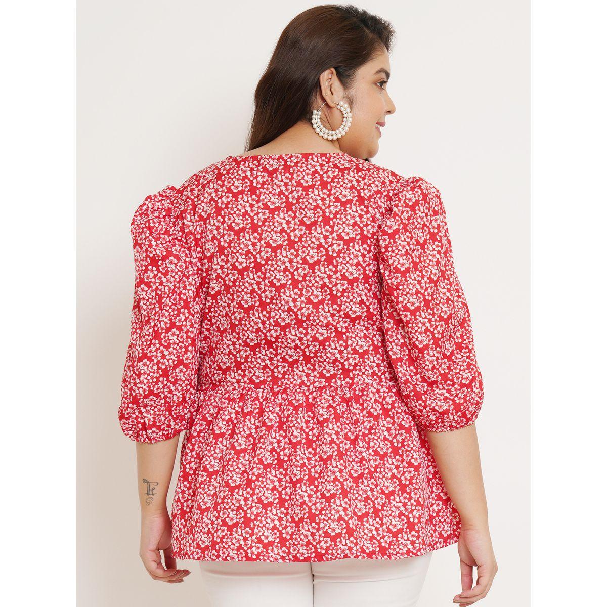U&F X Styli  Plus Floral Print Regular Top with Puff Sleeves-women-clothing-shirtsandblouses-blouses-image-4