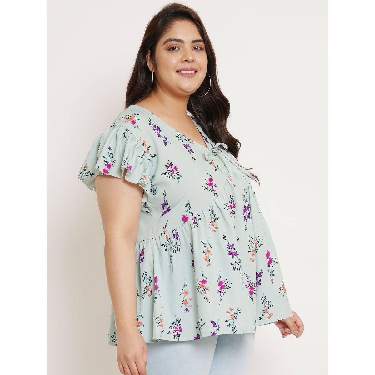 U&F X Styli  Plus Floral Print Frill Sleeves Empire Top-women-clothing-shirtsandblouses-blouses-image-2