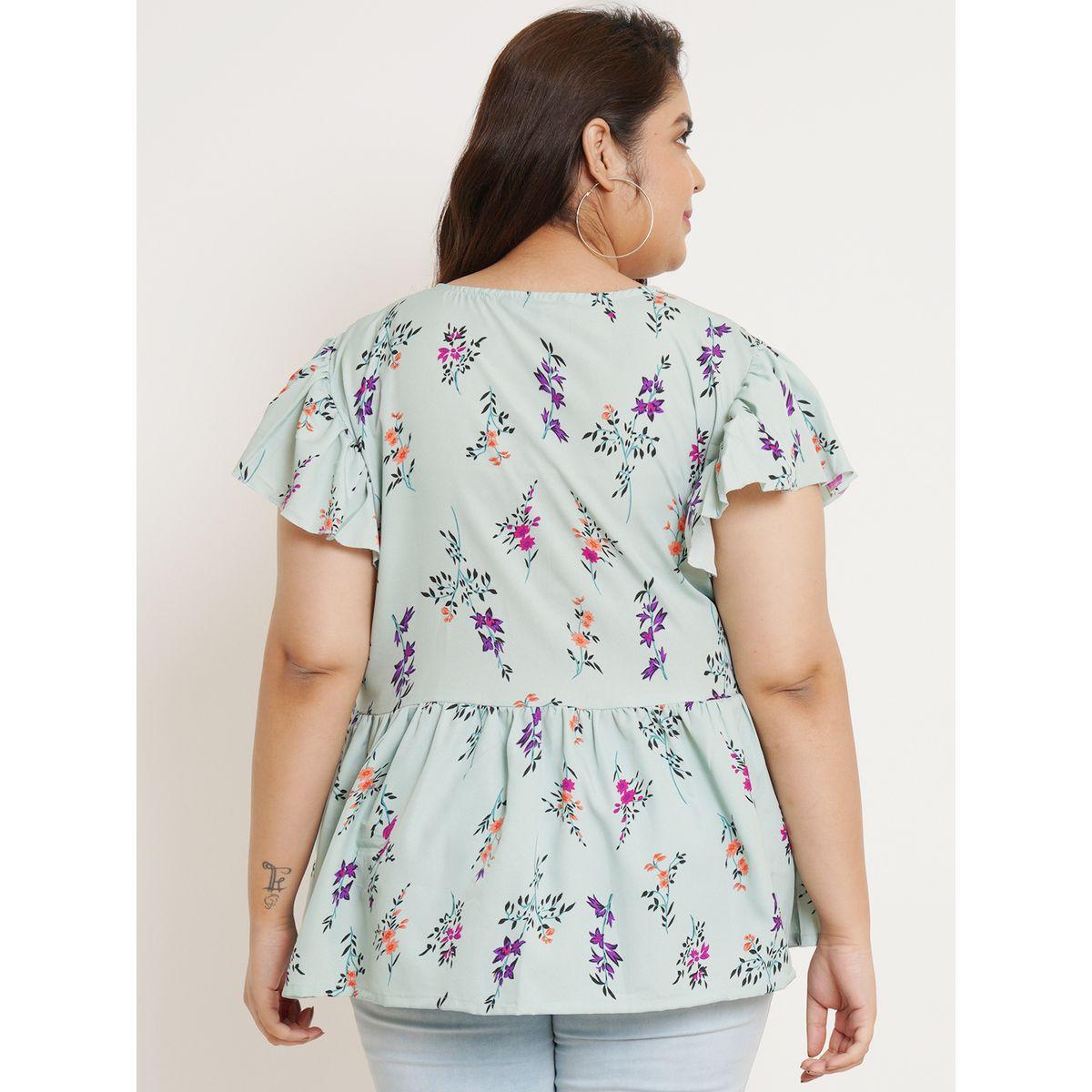 U&F X Styli  Plus Floral Print Frill Sleeves Empire Top-women-clothing-shirtsandblouses-blouses-image-4