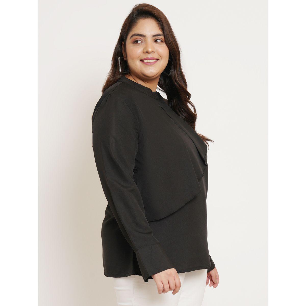 U&F X Styli  Plus Solid High Neck Box Pleat Top-women-clothing-shirtsandblouses-blouses-image-2