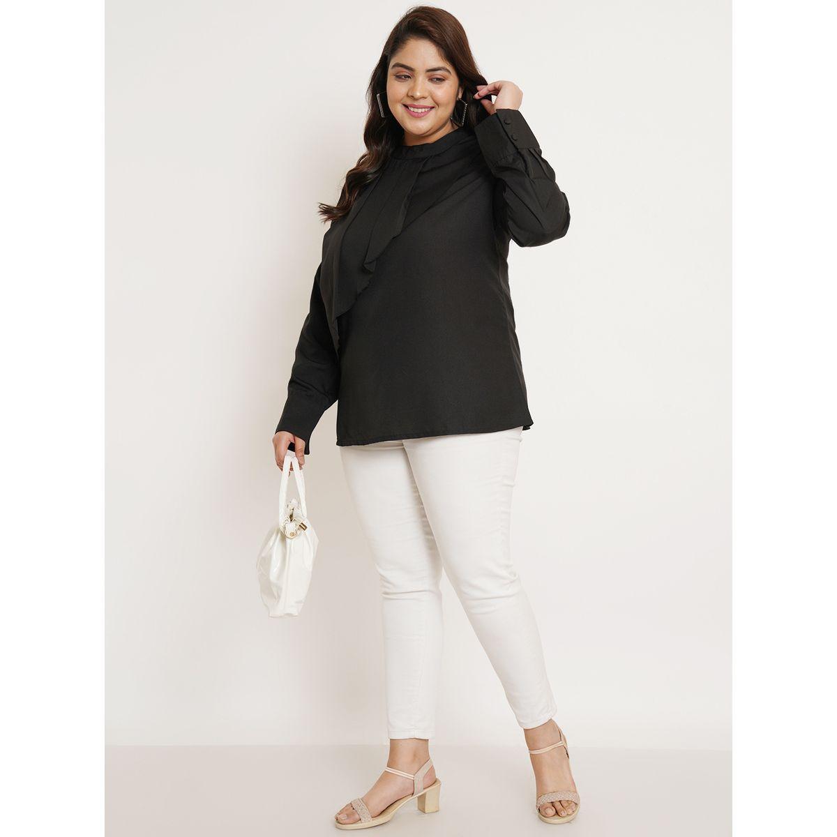 U&F X Styli  Plus Solid High Neck Box Pleat Top-women-clothing-shirtsandblouses-blouses-image-3