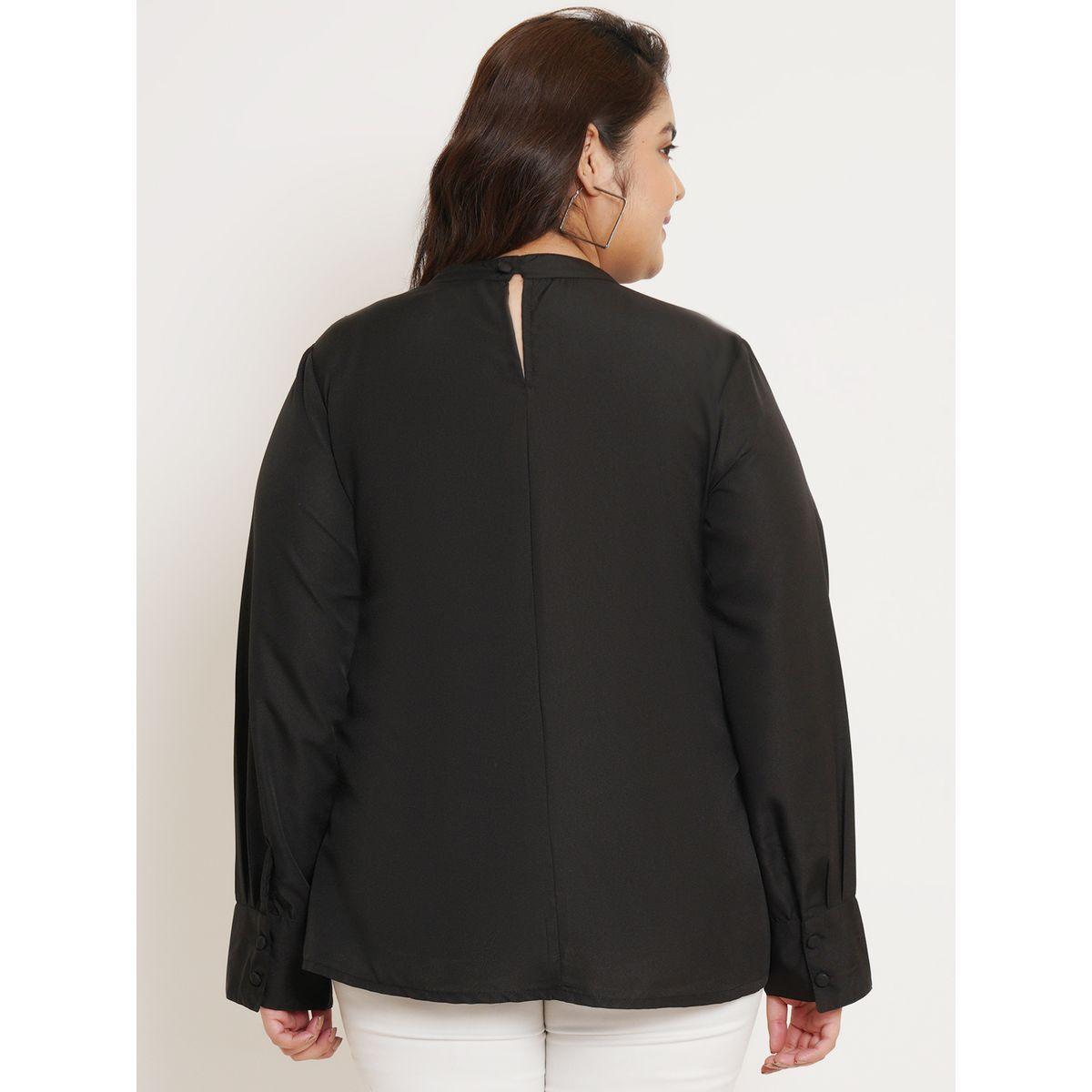 U&F X Styli  Plus Solid High Neck Box Pleat Top-women-clothing-shirtsandblouses-blouses-image-4