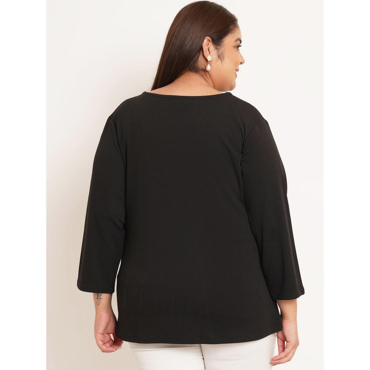 U&F X Styli  Plus Solid V Neck Top with Buttons-women-clothing-shirtsandblouses-blouses-image-4