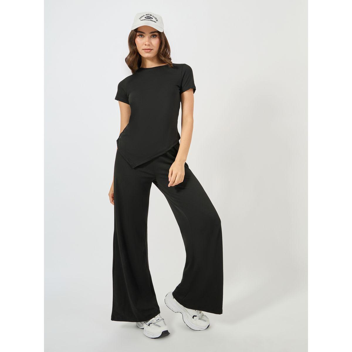 طقم منسق من جوغر مع بلوزة محبوكة بازرار غلق-women-clothing-coordsets-image-2