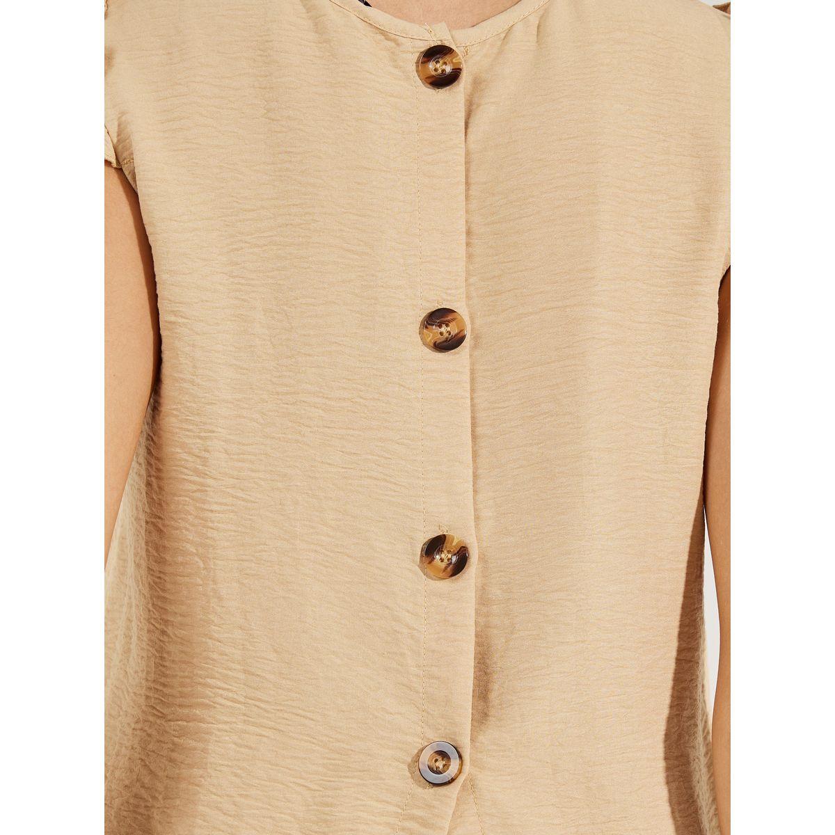 Styli Ruffle Sleeve Blouse with Back Buttons & Wide Leg Pants Co-Ords-women-clothing-coordsets-image-3