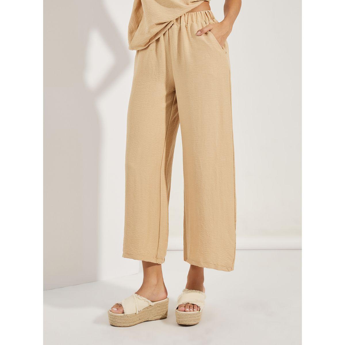 طقم منسق من بنطال بارجل واسعة وبلوزة باكمام كشكش-women-clothing-coordsets-image-4