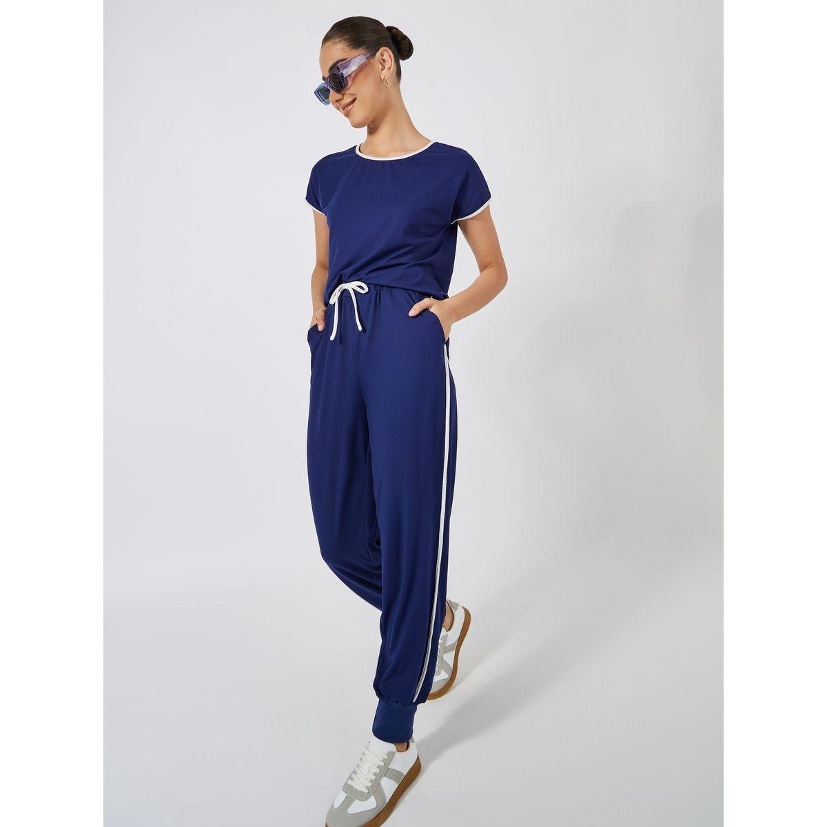 Styli Contrast Piping Detail T-Shirt & Joggers Co-Ords-women-clothing-coordsets-image-4